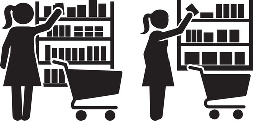Woman reaching for shelf items