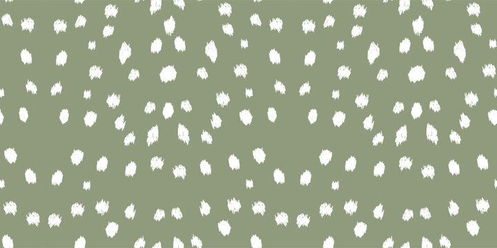 Trendy Sage Green Bambi Print Seamless Vector Pattern with Soft Fawn Spots, Modern Deer Inspired Animal Texture for Fashion, Fabric and Scandinavian Decor