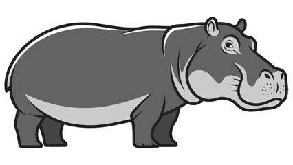 Obraz premium A cute gray hippopotamus illustration on a white background.