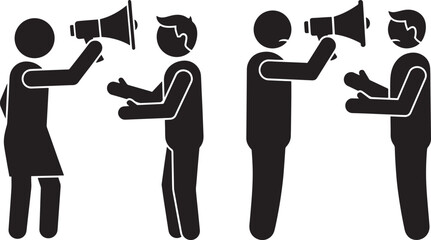 People with megaphones icon set