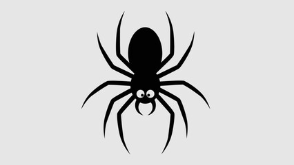 Obraz premium A cute cartoon black spider with big eyes on a white background.