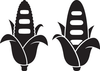 Corn on the cob illustration black and white