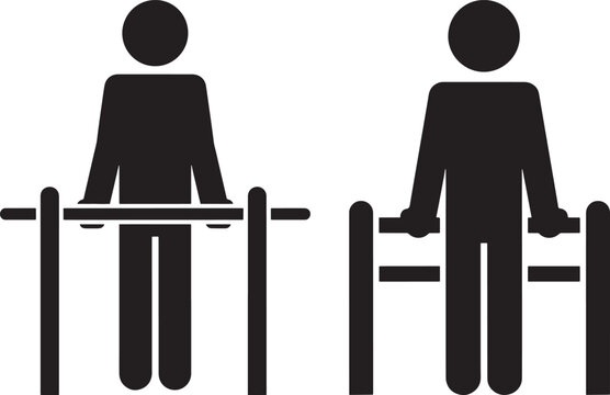 Person on parallel bars exercise icon