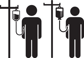 Patient receiving medical infusion therapy icon