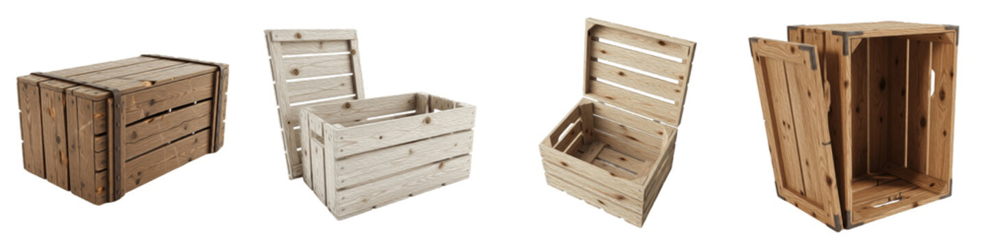 Vintage Wooden Crates and Storage Chests, Rustic Pine Wood Boxes for Home Decor and Organization, Decorative Slotted Fruit Crates with Lids