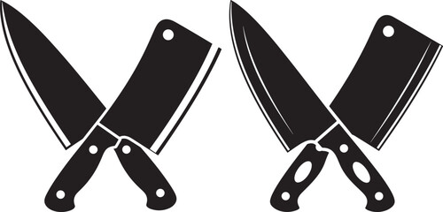 Crossed chef knives icon kitchen tool