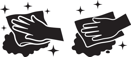 Hand cleaning surface with cloth icon
