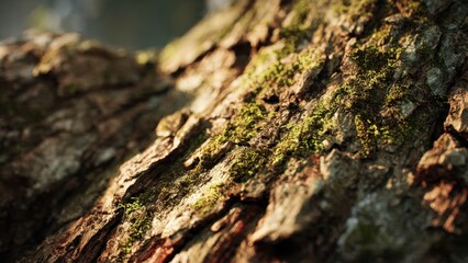 Mossy bark texture close up