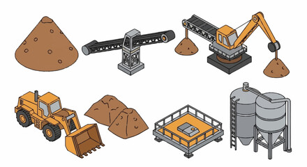 Construction Equipment and Machinery Set. © Deni