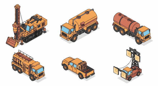Collection of Heavy Construction Vehicles Illustrated.