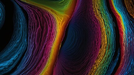 Fototapeta premium Polarized Light Interference Gradient With Vibrant Birefringent Color Bands on Black Background