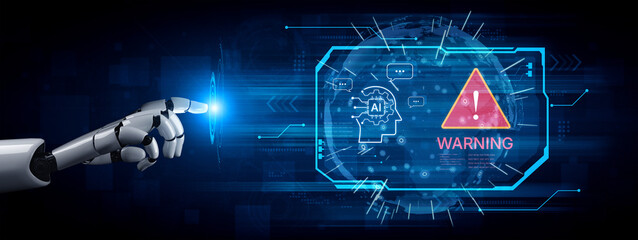 Obraz premium Futuristic artificial intelligence concept depicting AI hallucination, processing errors, and generating misinformation. Represents the risks of unreliable algorithms and model collapse. Corpus