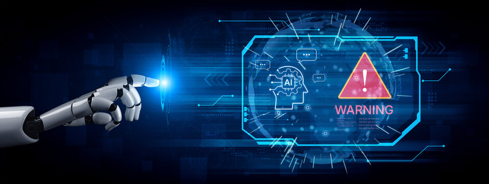 Futuristic artificial intelligence concept depicting AI hallucination, processing errors, and generating misinformation. Represents the risks of unreliable algorithms and model collapse. Corpus
