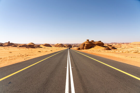 Scenic road between Riyadh and AlUla, Saudi Arabia