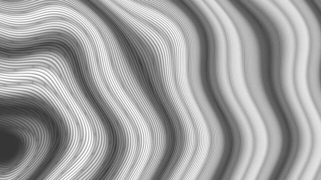 Abstract grayscale pattern of concentric lines and waves, artistic design.