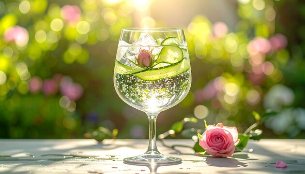 Refreshing Elderflower Gin Fizz with Cucumber and Rose