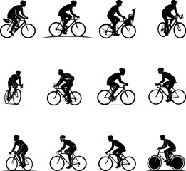 Obraz premium Cycling motion sequence silhouette illustrations