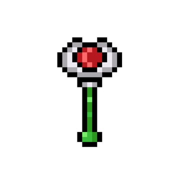 Game item pixel art, magic wand pixel art, 8 bit, 16 bit, 32 bit pixels