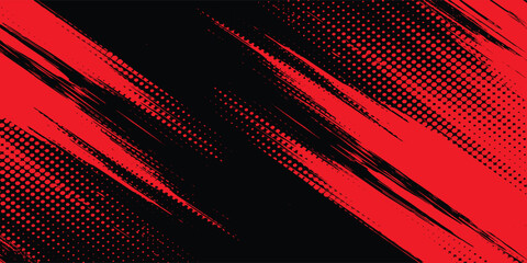 Black and red abstract grunge background with halftone style. © putra