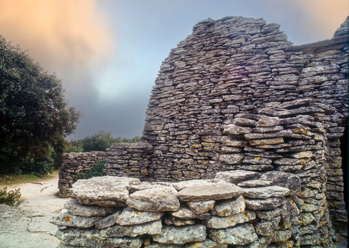 Bories west of Gordes in France, in a former group of about twenty dry-stone huts used for agricultural purposes