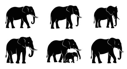 Elephant Silhouette Vector Collection © indiani