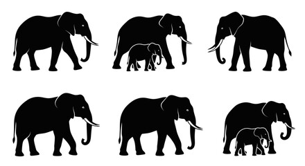 Elephant Silhouette Vector Collection © indiani