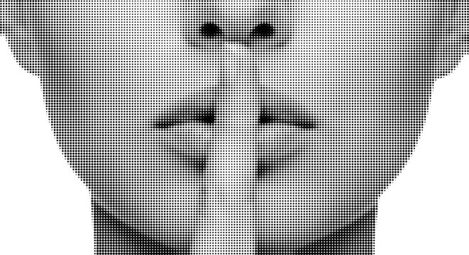 Silent Hand Gesture with Finger on Lips for Quiet and Secrecy Concept in Halftone