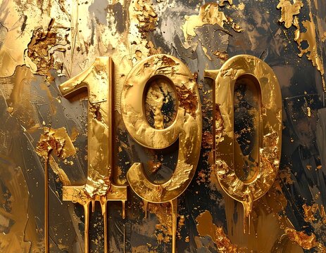 Golden Number 190 on Textured Background - Abstract Art.