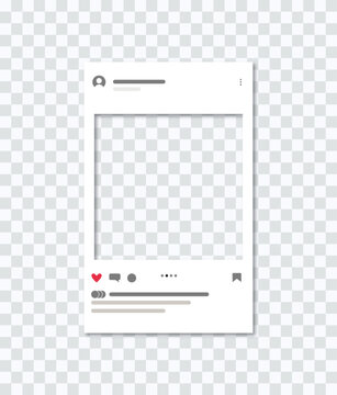 Social media post mockup. Day and night theme on transparent background. Template photo frame for social network. Vector illustration.