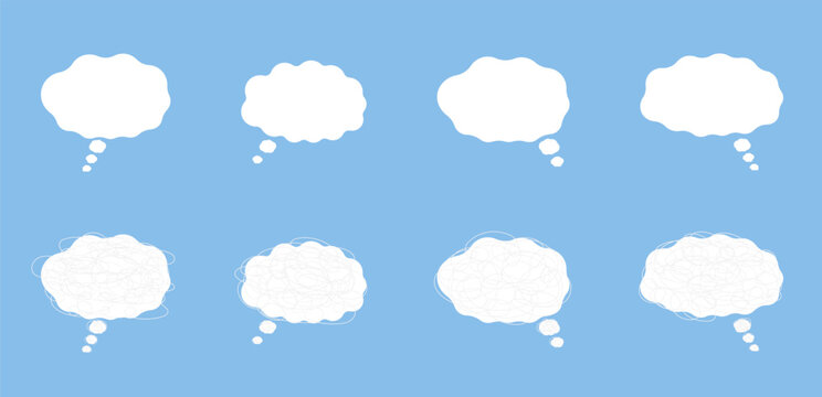 Fuzzy speech bubble set, Worried and Thinking Speech Bubble Set