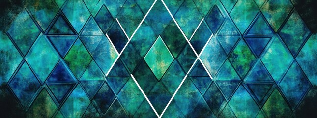 Geometric Pattern with Blue Green Diamonds.