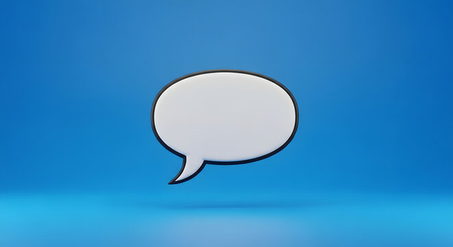 White speech bubble on blue background - Generative AI.