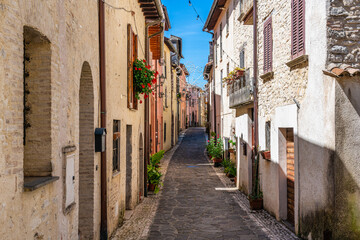 Fototapeta premium Montenero Sabino, beautiful village overlooked by a medieval castle. Province of Rieti, Lazio, Italy.