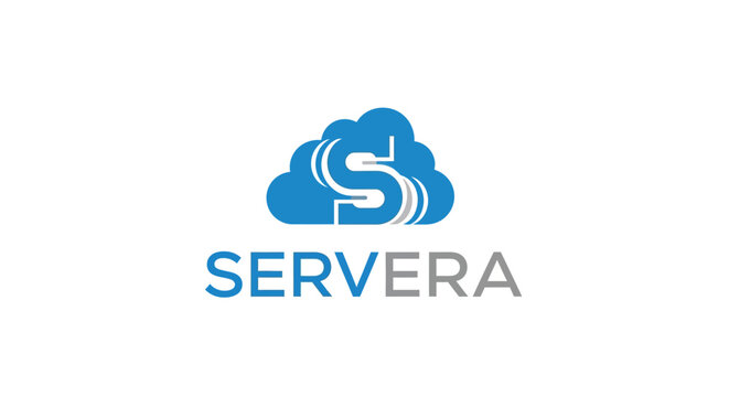 Servera cloud computing logo design on white background.