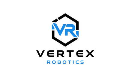Vertex Robotics company logo with VR initials and robotic theme.