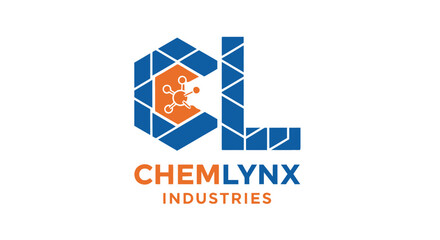 Fototapeta premium ChemLynx Industries logo with geometric molecular structure.