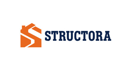 Fototapeta premium Structora company logo design with orange and blue colors.