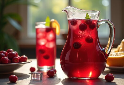 Cranberry Juice Cocktail Tall Glass Brunch Table Stylish Elements Refreshing Garnish Bold Fruits