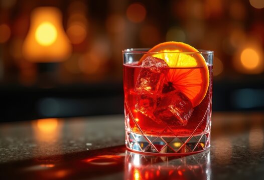 Negroni Orange Slice Upscale Cocktail Lounge Contemporary Classic