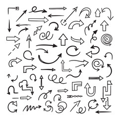 Fototapeta premium Diverse hand-drawn arrow doodles collection
