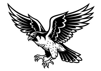 Fototapeta premium Majestic Falcon in Mid-Flight with Wings Spread Wide.