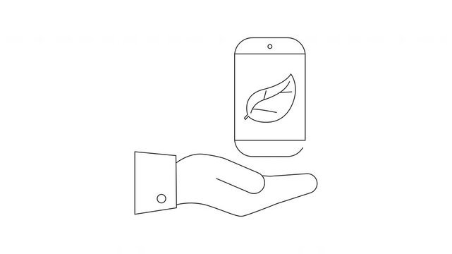 Eco-Friendly Technology - Hand Holding Phone with Leaf Icon.