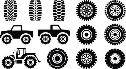 Tire and vehicle silhouette graphics © MonoMark Icons