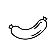 Simple Black Line Drawing of a Sausage on White Background