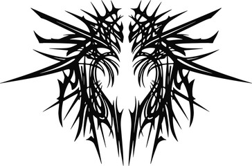 Black abstract tribal wing design on white background