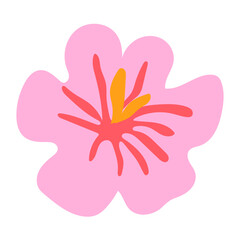 Obraz premium Cartoon Flower Plant. Positive Vibrant Cute Decoration. Happy Vibes Travel Decoration Icon Element. Birthday Greeting Party Card Retro Decor Part. Logo Label Funny Cartoon Graphic