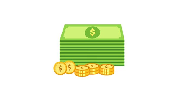 Cash Stack and Coins Animation