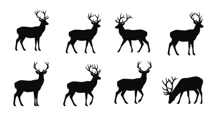 Fototapeta premium Deer Silhouette Vector Collection