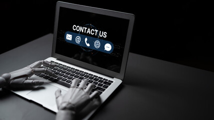 AI supports customer contact with smart UI icons for email, chat, phone, and message to streamline...