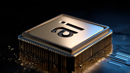 Microprocessor with AI symbol representing advanced computing power and machine learning hardware concept.
